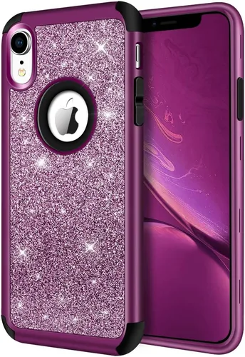Vista 22 de Hython Compatible con Funda para iPhone XR, Protector Defensor de Cuerpo Completo de Servicio Pesado con Purpurina Brillante Reluciente, Carcasa