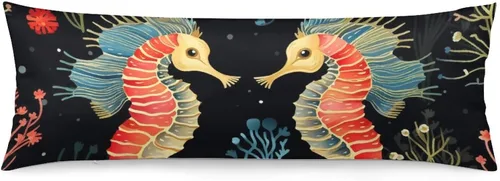 Vista 12 de Funda de almohada con monograma rústico de color azul suave con inicial N Body de 20 x 54 pulgadas, funda de almohada floral personalizada