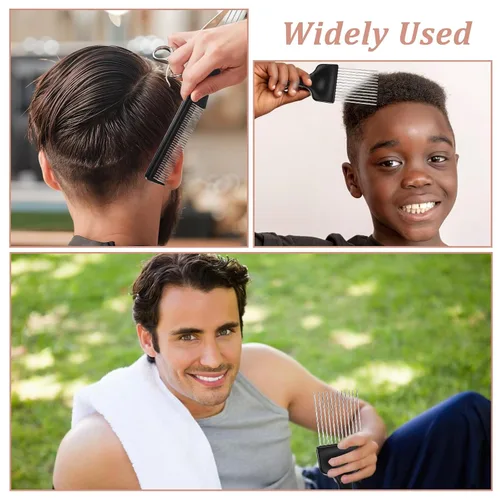 Vista 5 de 3 peines de elevación de cabello con puntas de metal para mujeres, peine de levantamiento de pelo fino con púa de metal, peines para peluquería