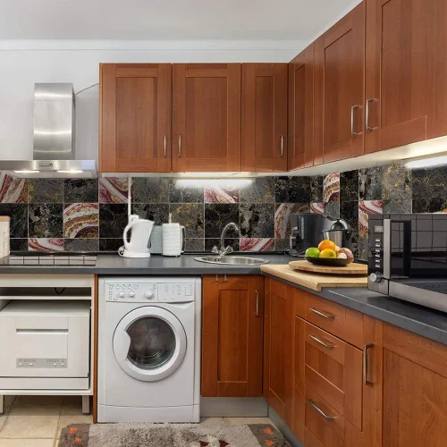 Vista 8 de Alwayspon 10 calcomanías de transferencia de azulejos de vinilo con efecto mármol, 6 x 6 pulgadas, calcomanías autoadhesivas para decoración de baño
