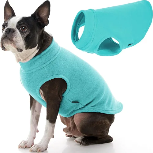 Vista 31 de Gooby - Chaleco de Vellón Elástico, Chaleco de Vellón Tipo Pullover Chaqueta Suéter para Perros, Azul Argyle, Extra Pequeño