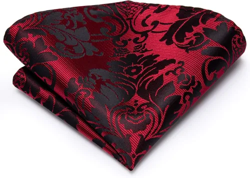 Vista 319 de Hi-Tie Corbatas de seda para hombre, diseño de cachemira a rayas, con bolsillo, gemelos cuadrados, conjunto formal de negocios