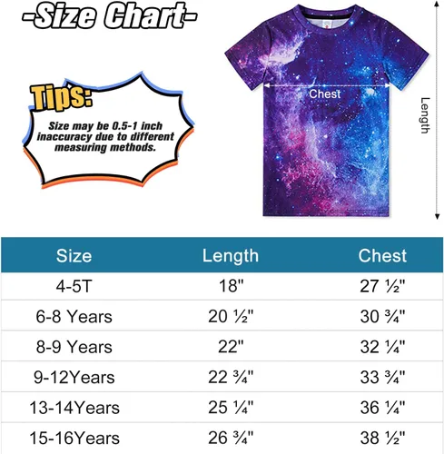Vista 5 de Funnycokid Camisetas gráficas para niños y niñas, color neón, manga corta, estampado animal, 4-16 años