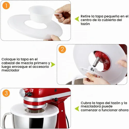 Vista 5 de AIEVE Fundas para tazones para mezclador, tapas protectoras de salpicaduras para mezclador KitchenAid de 4.5 a 5 cuartos de galón (2 unidades)