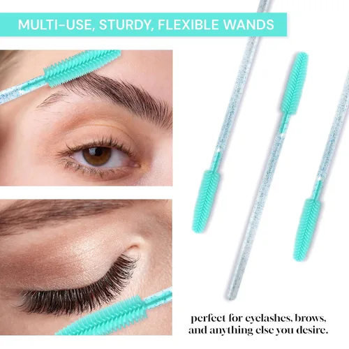Vista 5 de 50 varitas desechables de silicona para pestañas – Cepillos de extensión de cejas y pestañas, separador de peine, herramienta de microblading