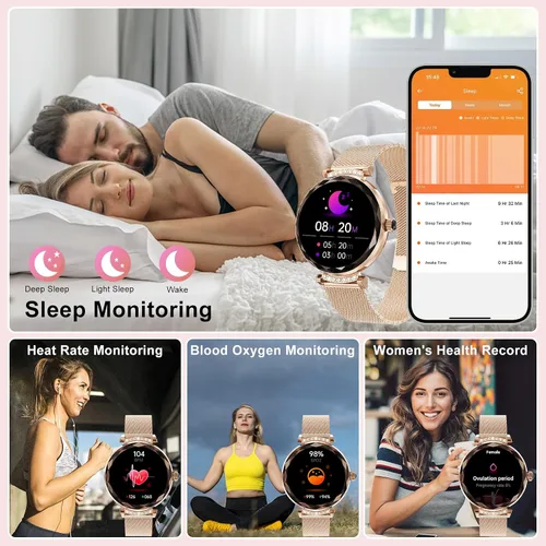 Vista 4 de Relojes inteligentes para mujer, responder/hacer llamadas, reloj inteligente AMOLED de 1.19 pulgadas con Bluetooth para teléfonos Android iOS