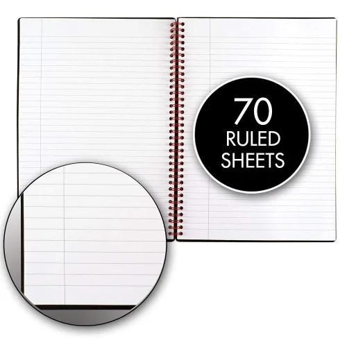 Vista 3 de Black n' Red Twin Wire Poly Cover Notebook, 8-1/4 x 5-7/8 inches, Black/Red, 70 Ruled Sheets (C67009) (5) Encuadernación desconocida