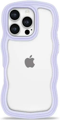 Vista 23 de Anuck Funda para iPhone 13 Pro con borde ondulado, diseño trasero transparente, agarre antideslizante, forma de marco rizado ondulado, a prueba