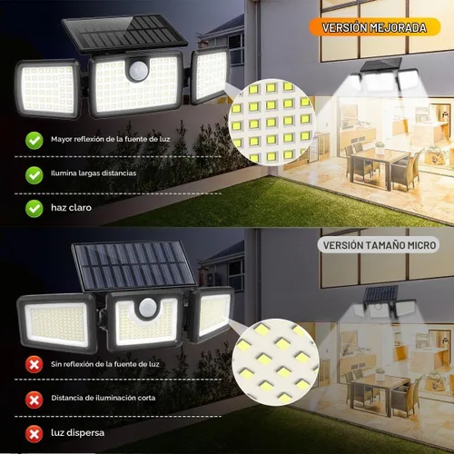 Vista 5 de MIHANI Luces Solares para Exteriores, Luces Solares con Sensor de Movimiento para Cubierta al Aire Libre con Alta Brillo, Panel Solar Integrado