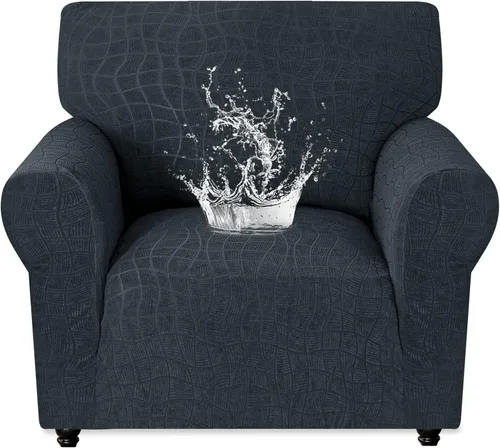 Vista 28 de MAXIJIN Funda impermeable para sillón de sala de estar, 1 pieza elástica con brazos, protector de muebles lavable para perros y mascotas (S, café)