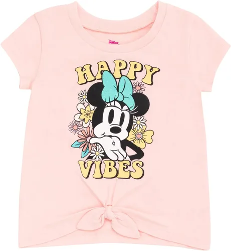 Vista 26 de Disney Minnie Mouse - Conjunto de camiseta floral arcoíris y pantalones cortos de cambray, tallas de bebé a niño grande (12 meses - 14-16)