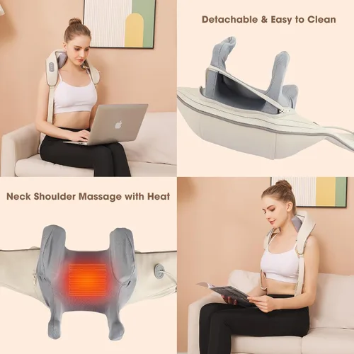 Vista 6 de Neck Shoulder Massager with Heat, Cordless Shiatsu Deep Tissue Kneading Massage Pillow for Pain Relief, for Neck, Back, and Leg, Gifts for Men Women