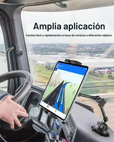Vista 6 de Soporte de tableta de coche resistente para techo corredizo - [Ventosa fuerte] Soporte de tableta para parabrisas para camión con brazo de metal