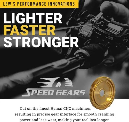 Vista 6 de Lew's Speed Spin CRX Spinning Fishing Reel, 8+1 Bearings, Graphite Frame and Sideplate, Solid Brass Speed Gears, Speed Lube, Multi-Disc Drag