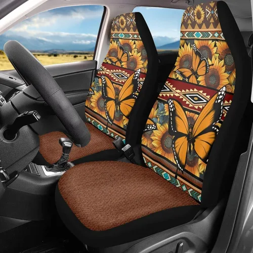 Vista 16 de LedBack Fundas universales de asiento de coche solo para asientos delanteros, bandera estadounidense, ciervos, 2 piezas, protector elástico