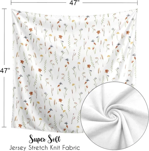 Vista 5 de Sweet Jojo Designs Manta para envolver al bebé con diseño floral bohemio de jardín y flores para bebé recién nacido, tejido ligero elástico