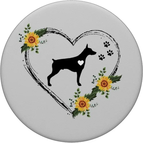 Vista 3 de Doberman - PopSockets intercambiables con huellas de patas en color gris