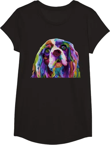 Vista 4 de Camiseta con diseño de Cocker Spaniel de arte pop para dueños de perros, Negro, S
