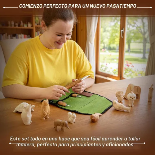 Vista 8 de Kit de Cuchillo para Tallado de Madera BeaverCraft S15, Kit de Talla para Principiantes, Niños - Juego de Herramientas de Tallado de Madera