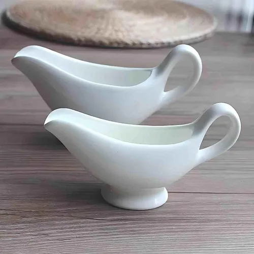 Vista 5 de Salsa, bote de salsa de 9.4 onzas, cuenco de salsa de 9.5 fl oz, plato de cerámica para servir, dispensador blanco (9.4 onzas)