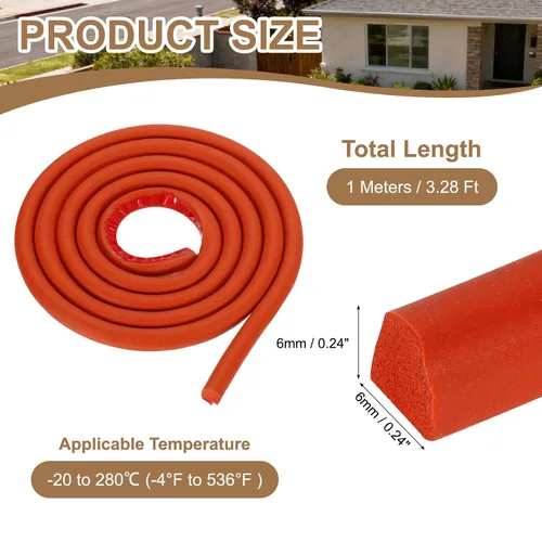 Vista 2 de uxcell Varilla de espuma de 3.28 pies, relleno de junta sólida en forma de D de 0.24 x 0.24 pulgadas, tira de sellado de espuma para protector