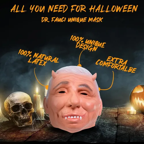 Vista 5 de Máscara de Fauci para Halloween disfraz de Dr Tony Fauci para ancianos máscara realista y aterradora para fiesta de Halloween máscara facial