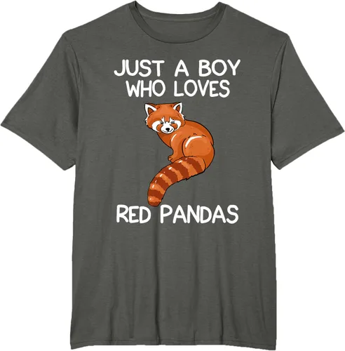 Vista 5 de Just A Boy Who Loves Red Pandas Gift - Camiseta con diseño de panda roja, Negro, S