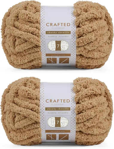 Vista 30 de Crafted By Catherine Hilo de Chenille Grueso - Paquete de 2 (8 oz / 227 g, 31.7 Yardas Cada Madeja), Beige, Calibre 7 Jumbo