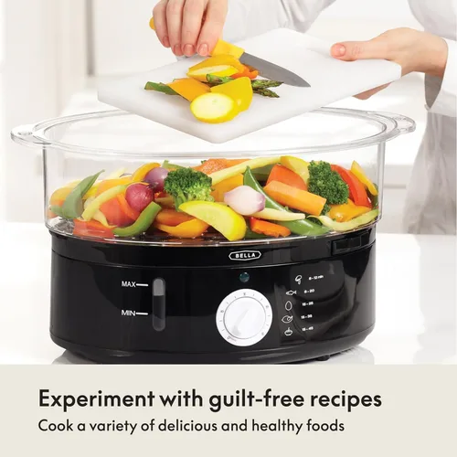 Vista 6 de BELLA - Vaporizador de alimentos de dos niveles con canastas apilables y base removible para cocción simultánea rápida - Apagado automático