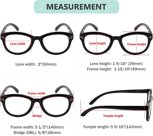Vista 3 de Eyekepper Gafas de lectura de ojo de gato para mujeres de gran tamaño lectoras - negro
