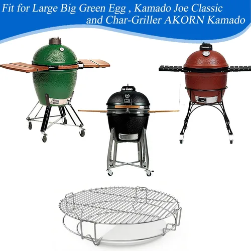 Vista 3 de S2C (1-Paquete) Sistema de Rejilla de Cocina Accesorio para Parrilla para Kamado Joe Classic de 18", Huevo Verde Grande, Coyote The Asado Cooker