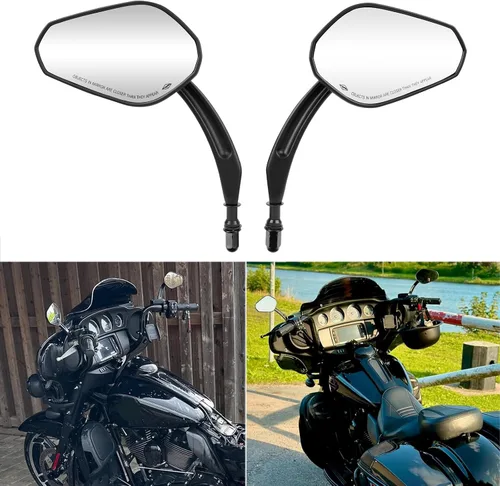 Vista 2 de Espejos retrovisores laterales negros para motocicleta Harley Davidson Road King Road Glide
