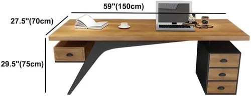 Vista 2 de Escritorio para computadora con 4 cajones, mesa de escritura moderna, estantes de almacenamiento, escritorio de trabajo, mesa de PC, escritorio