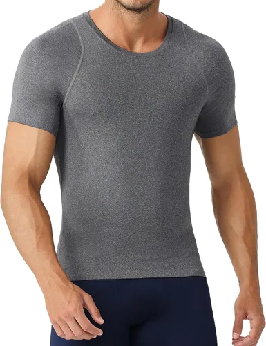 Vista 7 de SPVISE Compression Shirt Men Short Sleeve Workout Tops Spandex Baselayer 232-negro