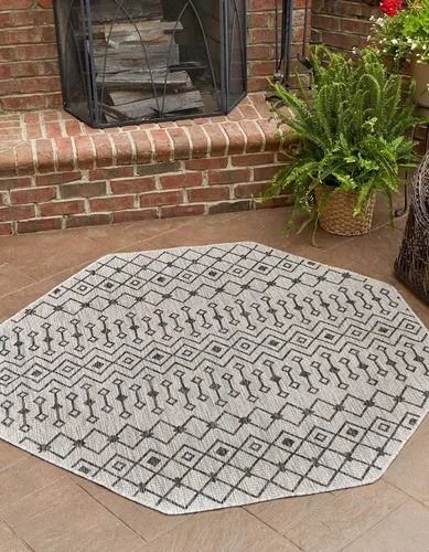 Vista 33 de Unique Loom Outdoor Trellis Collection - Alfombra de área con diseño de enrejado tribal (2 pies 2 pulgadas x 3 pies 1 pulgada, ovalada, azul/marfil)