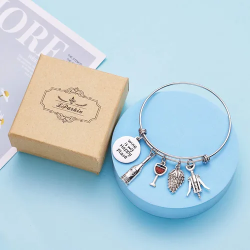 Vista 6 de Vino es My Happy Place vino Whisperer regalo los amantes del vino vino de regalo los amantes del vino de regalo de joyería pulsera de regalo