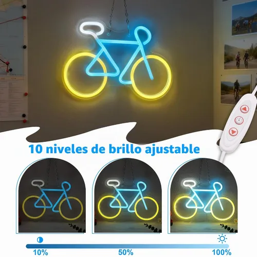 Vista 3 de Letreros de neón para bicicleta para decoración de pared, luces de neón para dormitorio, luz de pared de neón adecuada para sala de estar, oficina