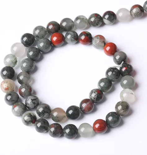 Vista 5 de 88 cuentas de piedra natural africana de piedra de sangre para hacer joyas y pulseras