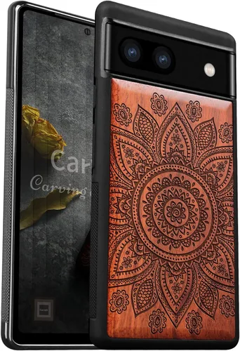 Vista 12 de Carveit Funda de madera para Pixel 6 Pro [madera real dura y TPU suave] a prueba de golpes, funda de madera única y elegante compatible con Google