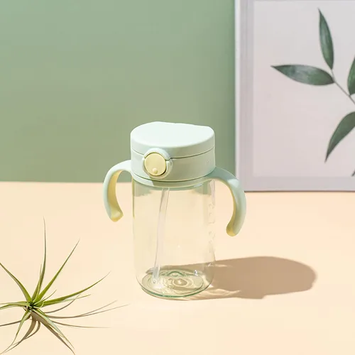 Vista 5 de Vaso para beber con popote de silicona y asas extraíbles, 10 onzas, fácil agarre para bebés y niños pequeños Honeydew