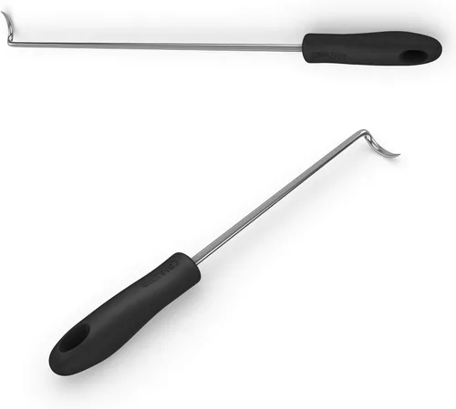 Vista 2 de Cave Tools Aleta de alimentos y gancho para carne para asar, girar verduras y carnes, parrilla de barbacoa y accesorios para ahumar, zurdo, 12
