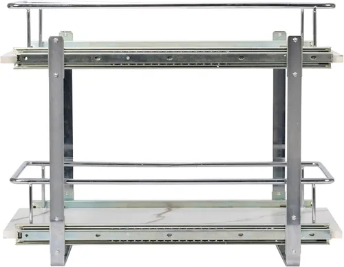 Vista 8 de Household Essentials C53340-1 Glidez mármol sintético - Organizador de armario de cocina de 2 niveles, estantes extraíbles, 22 pulgadas