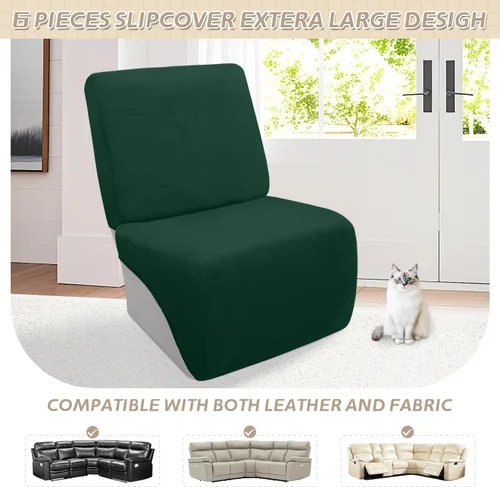 Vista 440 de Arfntevss Fundas de sofá seccional reclinable de terciopelo, Funda de sofá seccional de esquina para sofá reclinable, Funda elástica suave