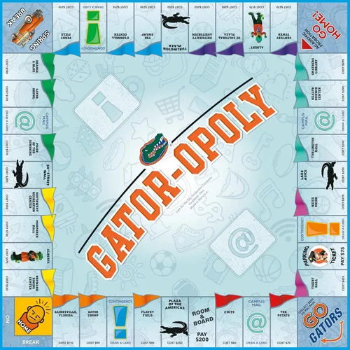Vista 2 de Late for the Sky Universidad de Florida Gatoropoly Azul, Naranja