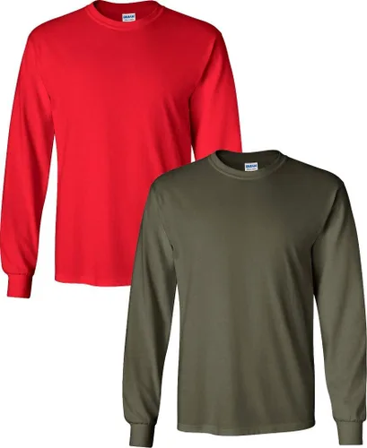 Vista 49 de Gildan Camiseta de manga larga de algodón ultra para adulto, estilo G2400, paquete múltiple Militar + ceniza.