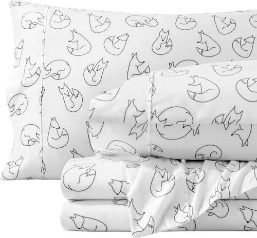 Vista 33 de Bare Home - Juego de sábanas estampadas, 1800 ultra suaves (individual, gris jaspeado) Deep Pockets 6 to 15 Inches, Breathable, Hypoallergenic