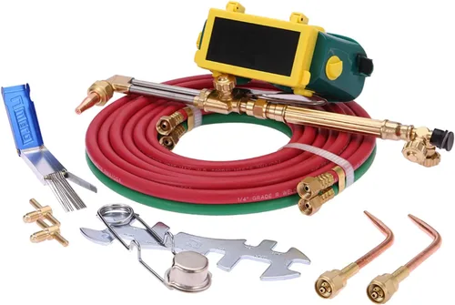 Vista 6 de Kit de antorcha de oxiacetileno, kit de soplete de soldadura de gas de acetileno portátil con reguladores de gas oxiacetileno, soplete de corte
