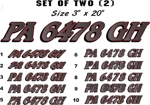 Vista 3 de cbcdecals - Custom Jet Ski Registration Numbers "Carbon Fiber" (Set Of Two) Marine PWC Vinyl Decals Sticker