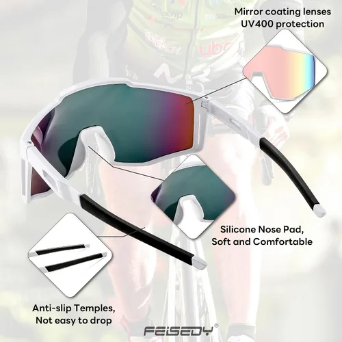 Vista 6 de FEISEDY Gafas de sol deportivas para jóvenes, adolescentes y adultos, gafas de sol para ciclismo, béisbol y tenis, gafas de sol para hombres