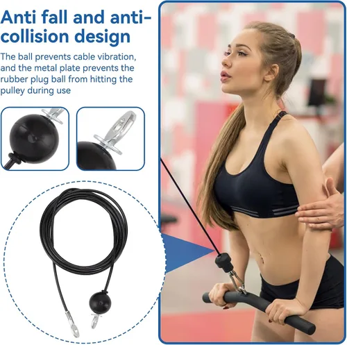 Vista 2 de Cable de polea de fitness, cable de acero resistente para gimnasio, cable de repuesto para gimnasio en casa, accesorios de máquina (13.1 ft)